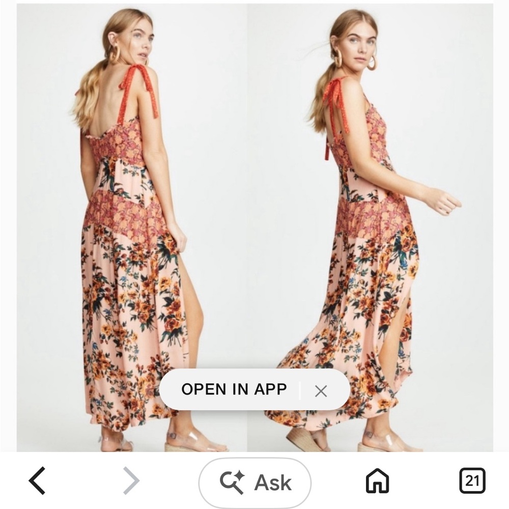 VGUC Free People Lover Boy Floral Patchwork Maxi Dress. Size 2 - Picture 4 of 9
